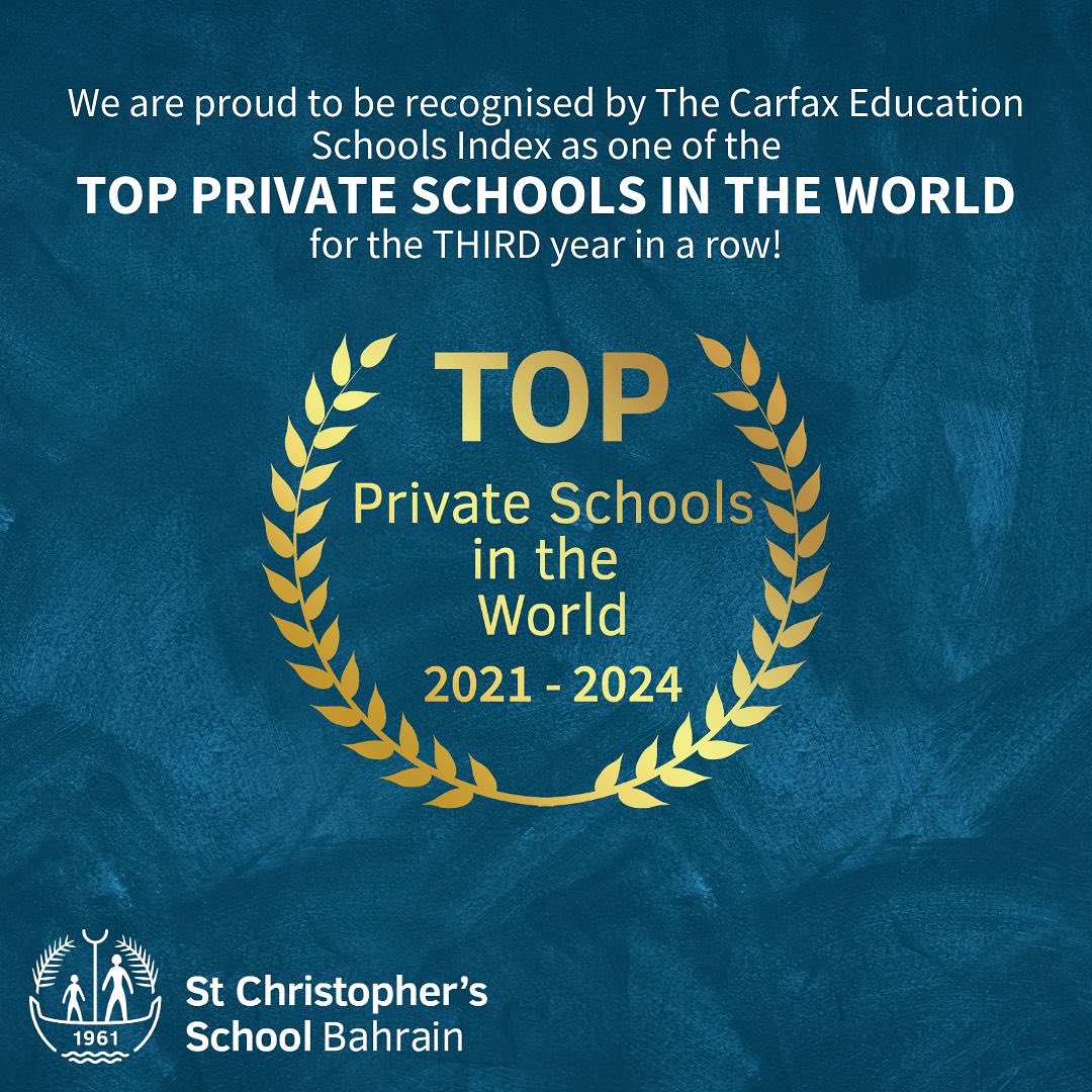 St Christopher's School Bahrain are proud to be recognised by the Carfax Education schools index as one of the Top Private Schools in the world for the third year in a row !, St Christopher's School British Curriculum School and British-Style International private non profit School in Bahrain 