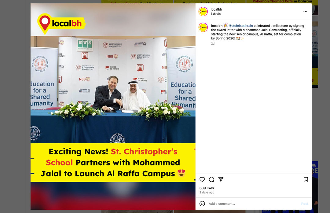 LocalBH IG Signs letter award with Mohammed Jalal Constracting for New Senior School 